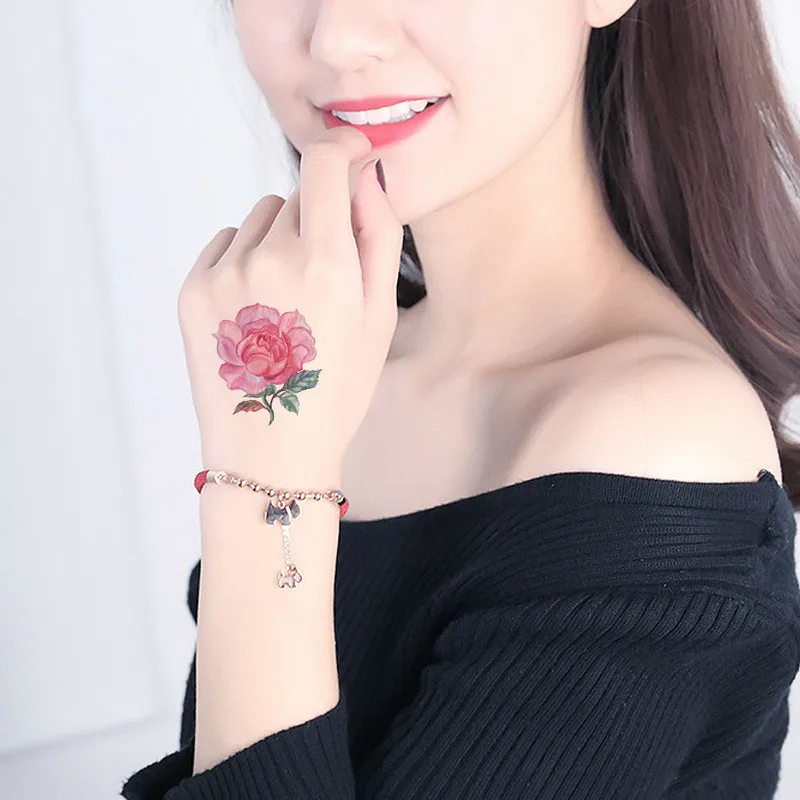 2pcs/set Temporary Tattoos Sticker for Women Body Art Tattoo Butterfly Rose Flower Feather Waterproof 6X6cm Gift | Красота и здоровье