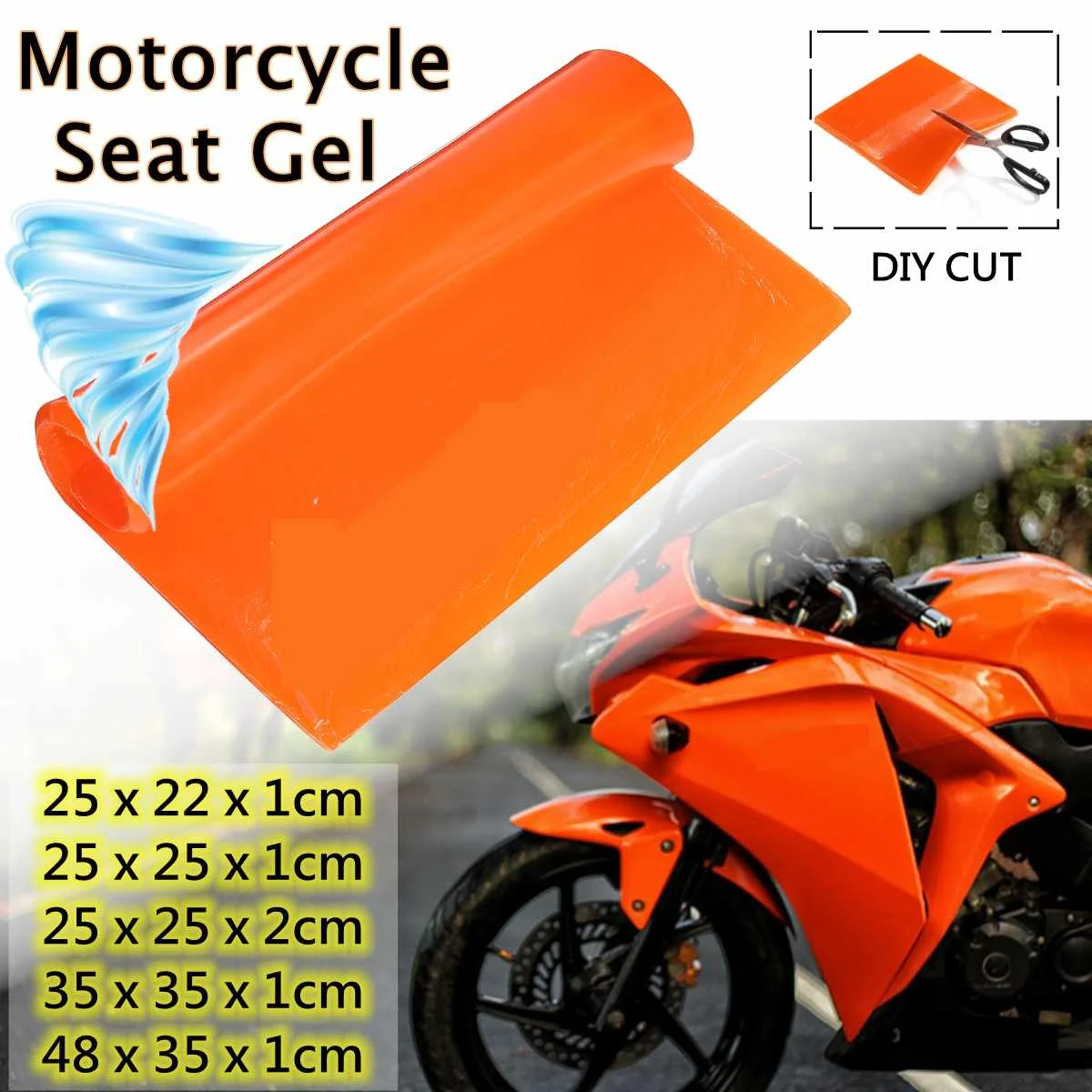 

Модифицированная подушка для сиденья мотоцикла «сделай сам», гелевая Подушка, амортизирующий коврик, удобная мягкая крутая оранжевая поду...