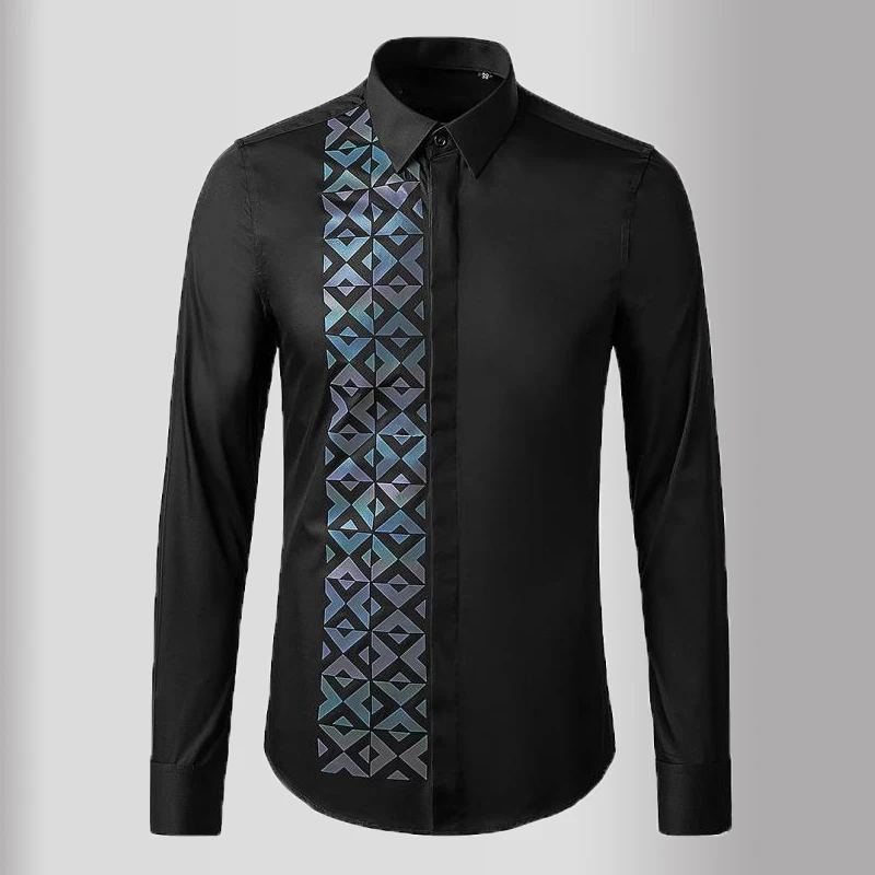 White Luxury Black Long Sleeve Geometric Casual Mens Dress High Quality Slim Fit Male Shirts 3XL
White Luxury Black Long Sleeve Geometric Casual Mens Dress High Quality Slim Fit Male Shirts 3XL