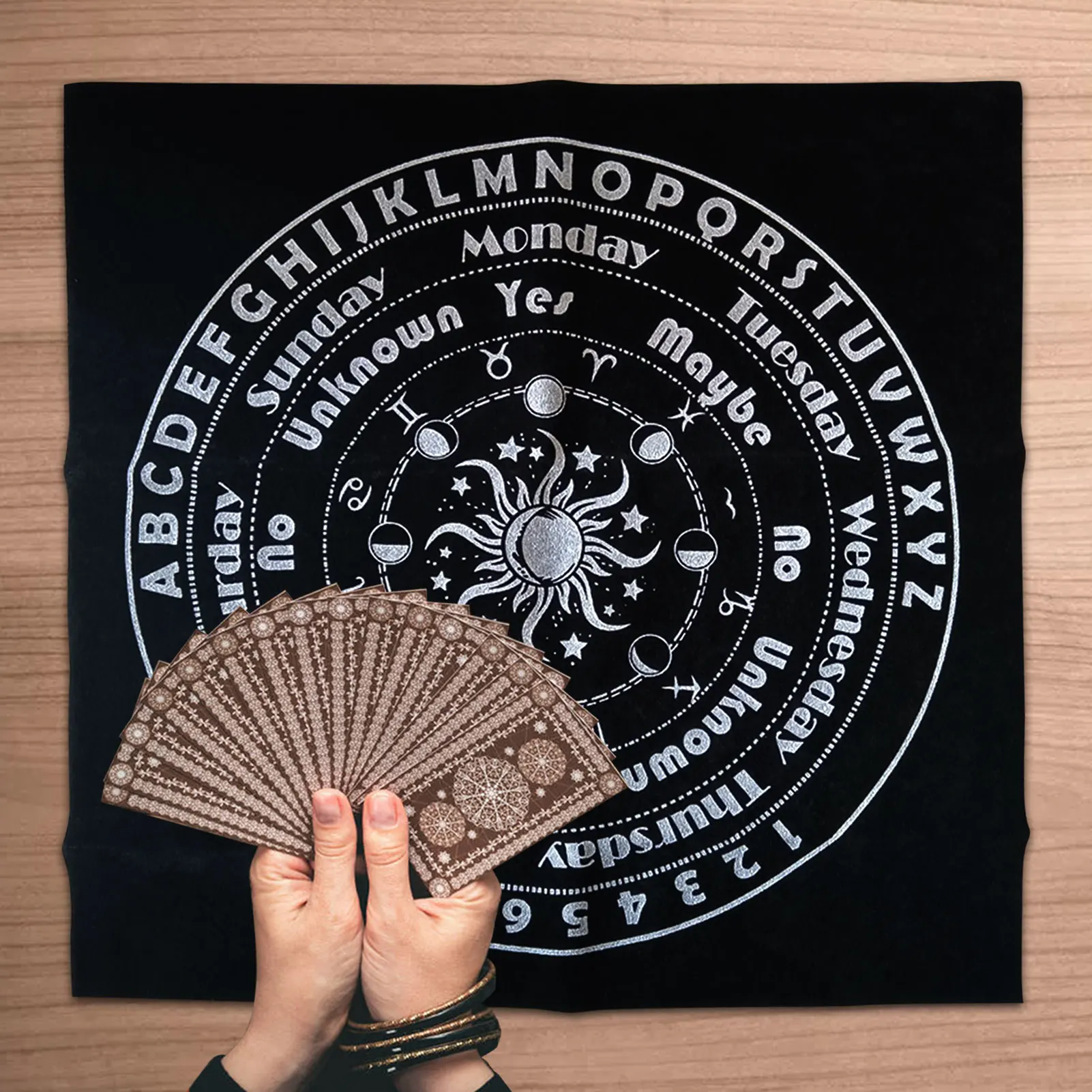 30x30 Tarot Table Cloth Ling Around Alphanumeric Table Divination Props Crystal Healing Tarob Light Soft Astrology Table Cloth 
30x30 Tarot Table Cloth Ling Around Alphanumeric Table Divination Props Crystal Healing Tarob Light Soft Astrology Table Cloth