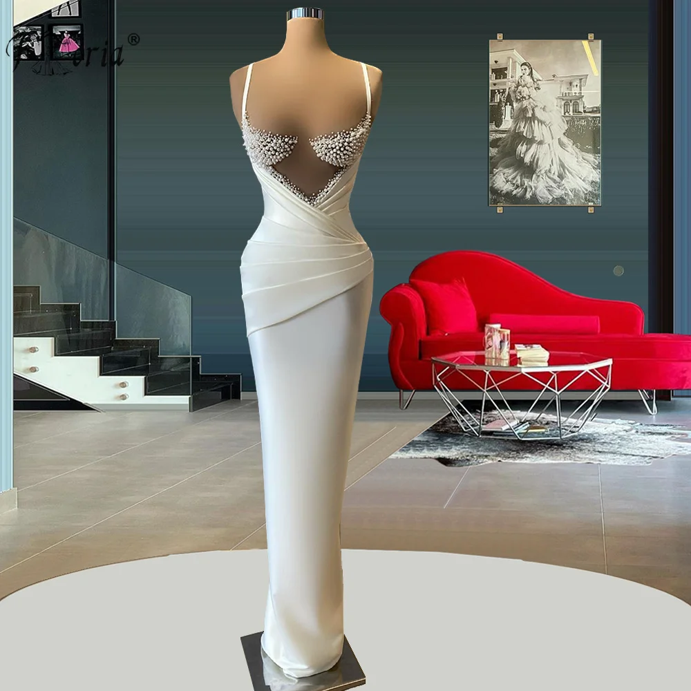 Arabic White Mermaid Pearls Dubai Evening Dress 2021 Elegant Spaghetti Strap Floor Length Prom Dresses Robe De Soiree
Arabic White Mermaid Pearls Dubai Evening Dress 2021 Elegant Spaghetti Strap Floor Length Prom Dresses Robe De Soiree