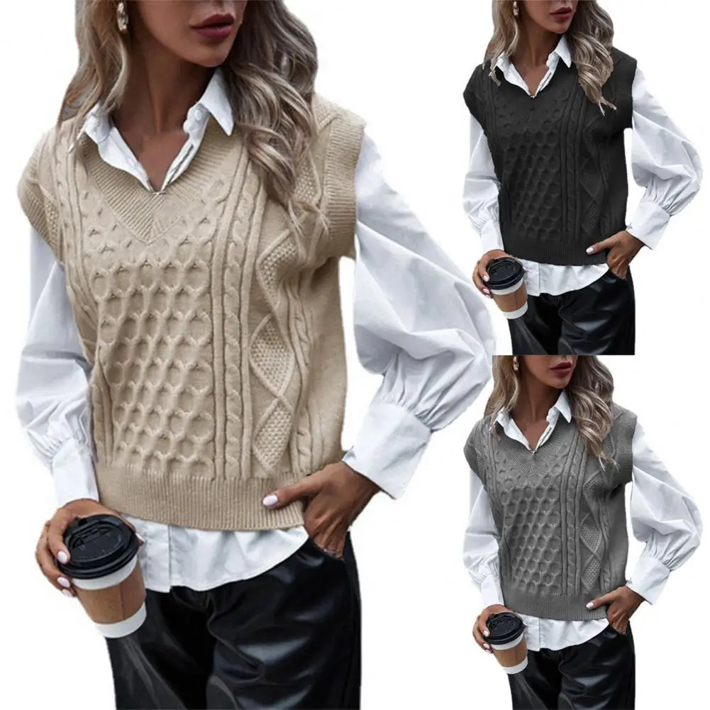 Soft Fabulous Knitted Sweater Vest Anti-shrink Women Vest Oversized for School
Soft Fabulous Knitted Sweater Vest Anti-shrink Women Vest Oversized for School