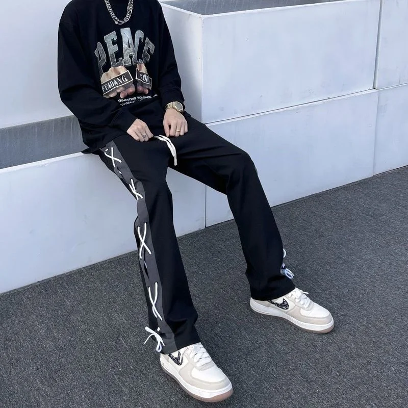 men and women retro Spliced Rope casual pants Cargo pants cross strap pants High street hip hop pants skateboard pants women
men and women retro Spliced Rope casual pants Cargo pants cross strap pants High street hip hop pants skateboard pants women