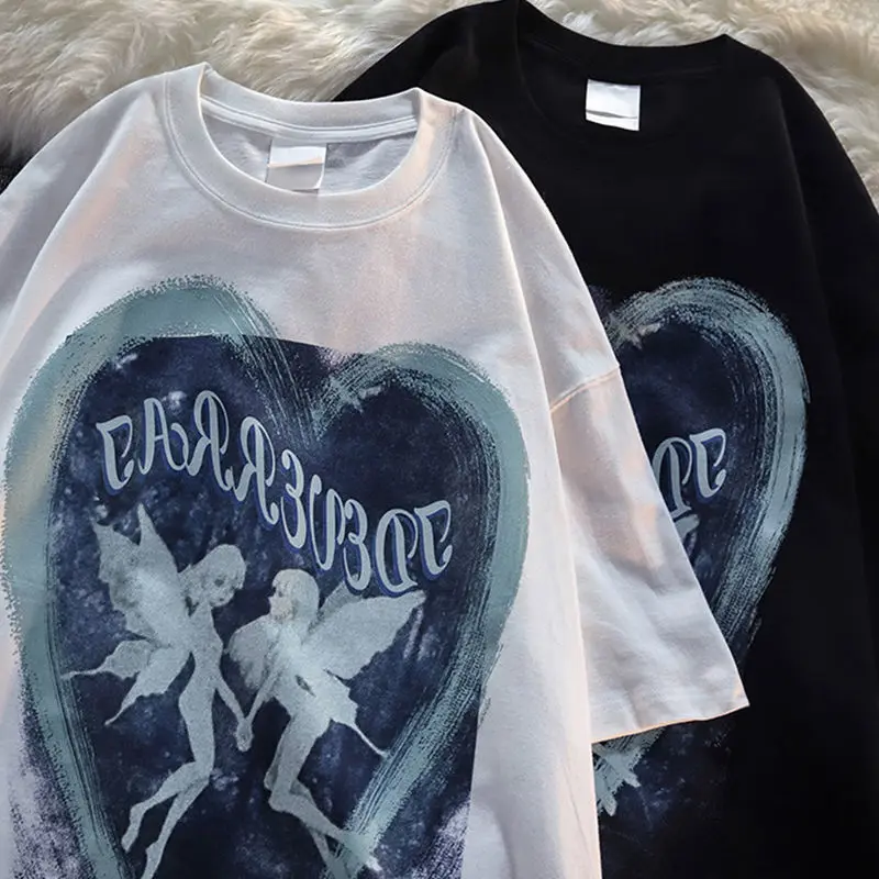 Harajuku Angel wing vintage Hip Hop short sleeve t shirt Streetwear punk Summer Tees Aesthetic Oversized Gothic Woman Clothe y2k
Harajuku Angel wing vintage Hip Hop short sleeve t shirt Streetwear punk Summer Tees Aesthetic Oversized Gothic Woman Clothe y2k