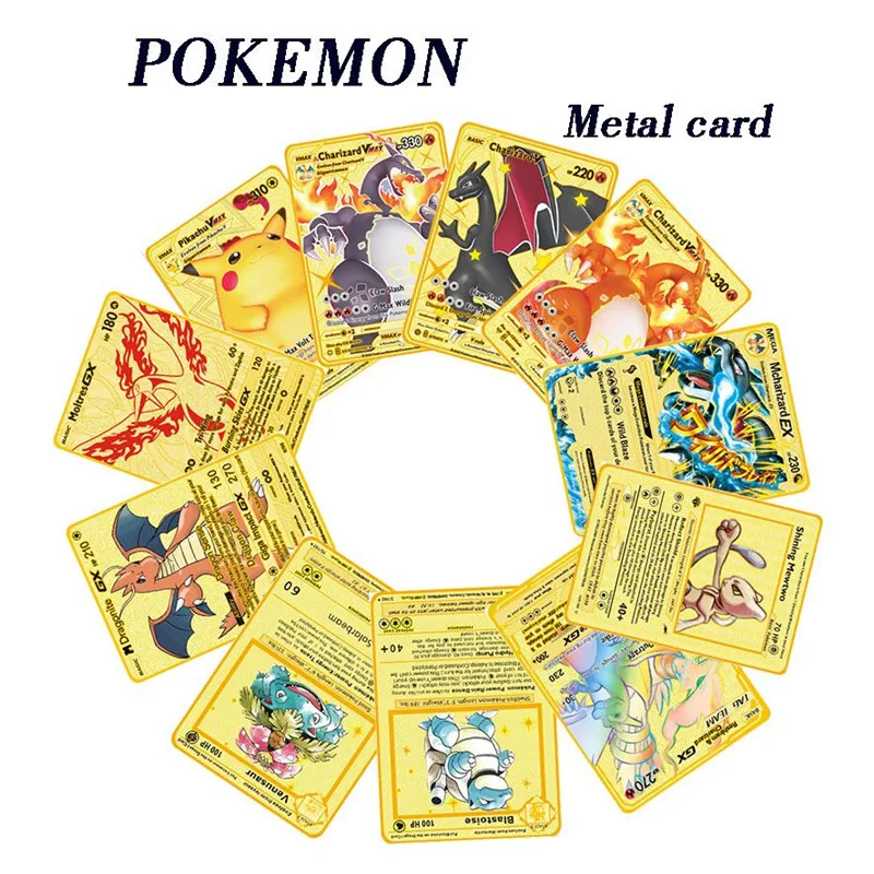 In Stock Pokemon Metal Cards In Spanish Vmax Pokemon Cards Original Bikachu Charizard Golden Cards Collection Game Children Toy 
In Stock Pokemon Metal Cards In Spanish Vmax Pokemon Cards Original Bikachu Charizard Golden Cards Collection Game Children Toy