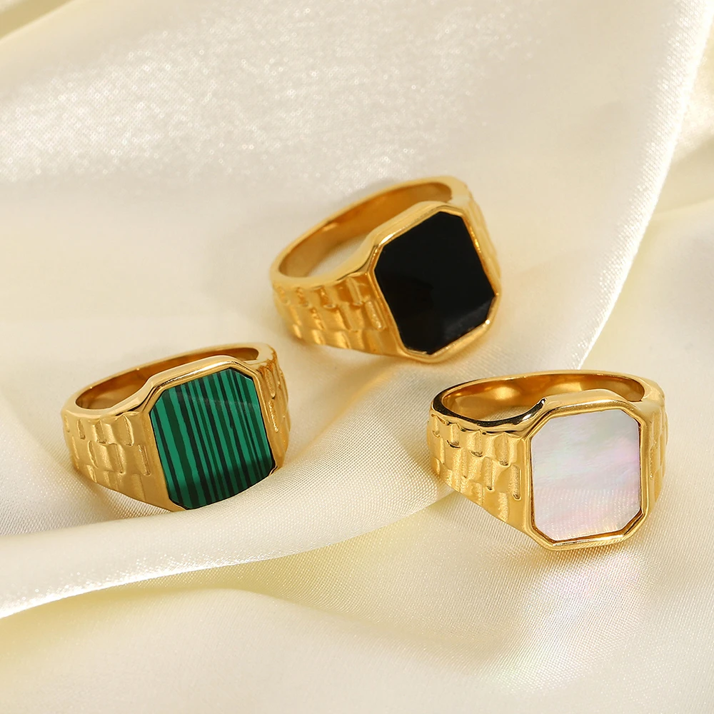 Vintage Luxury Stone Ring Women Inlay Malachite Shell Square Lady Ring Fashion Stainless Steel Ins Style Jewelry Gifts
Vintage Luxury Stone Ring Women Inlay Malachite Shell Square Lady Ring Fashion Stainless Steel Ins Style Jewelry Gifts