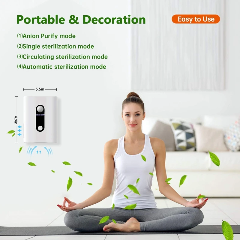 Automatic Small Portable Air Purifier with Ionizer Ozone Generator, Infrared Motion Sensor Air Cleaner for Home
Automatic Small Portable Air Purifier with Ionizer Ozone Generator, Infrared Motion Sensor Air Cleaner for Home