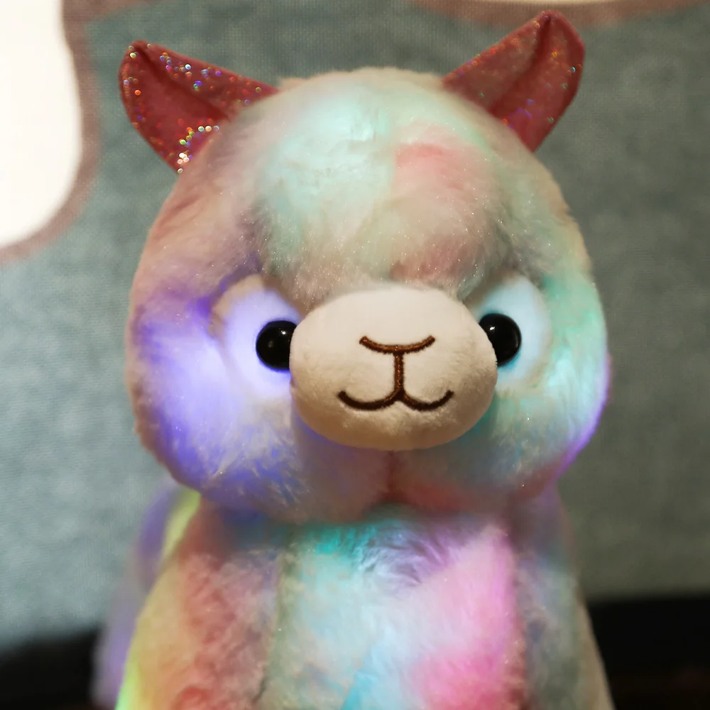35 см светящаяся светодиодная лама-альпака плюшевая игрушка мягкие