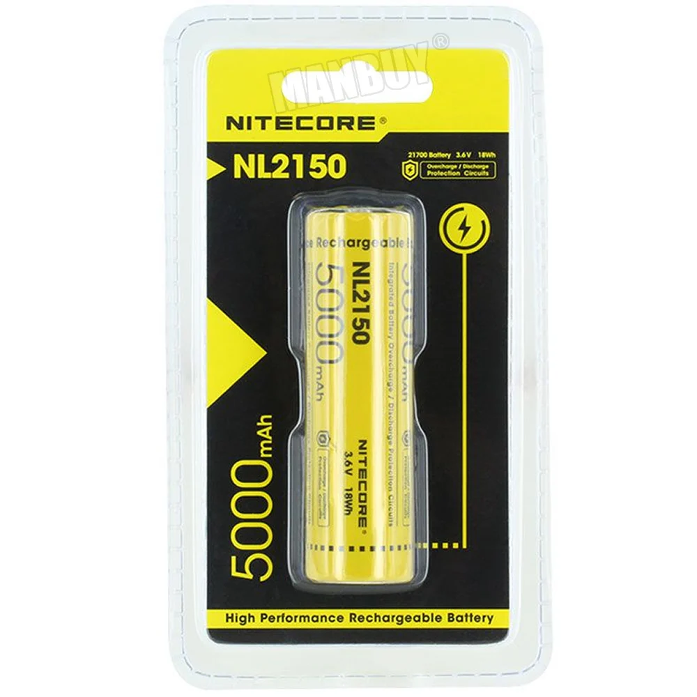 1 шт. NITECORE 21700 Батарея 3 6 V ионно-литиевая Перезаряжаемые батарея 18Wh 8A 5000 мА/ч NL2150