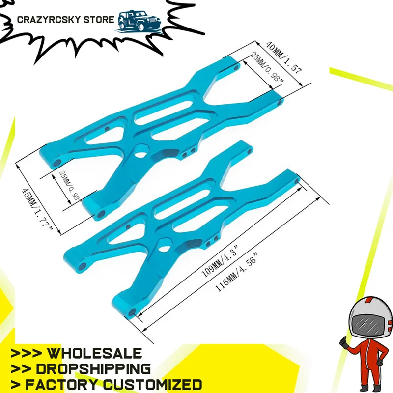 Фото 2 шт. из алюминиевого сплава передний нижний рычаг подвески А руки для rc хобби