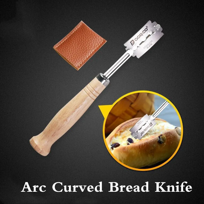 Practical Baking Cutter Tools Wooden Handle Stainless Steel Blade Baguette Slicing Arc Curved Bread Knife
Practical Baking Cutter Tools Wooden Handle Stainless Steel Blade Baguette Slicing Arc Curved Bread Knife