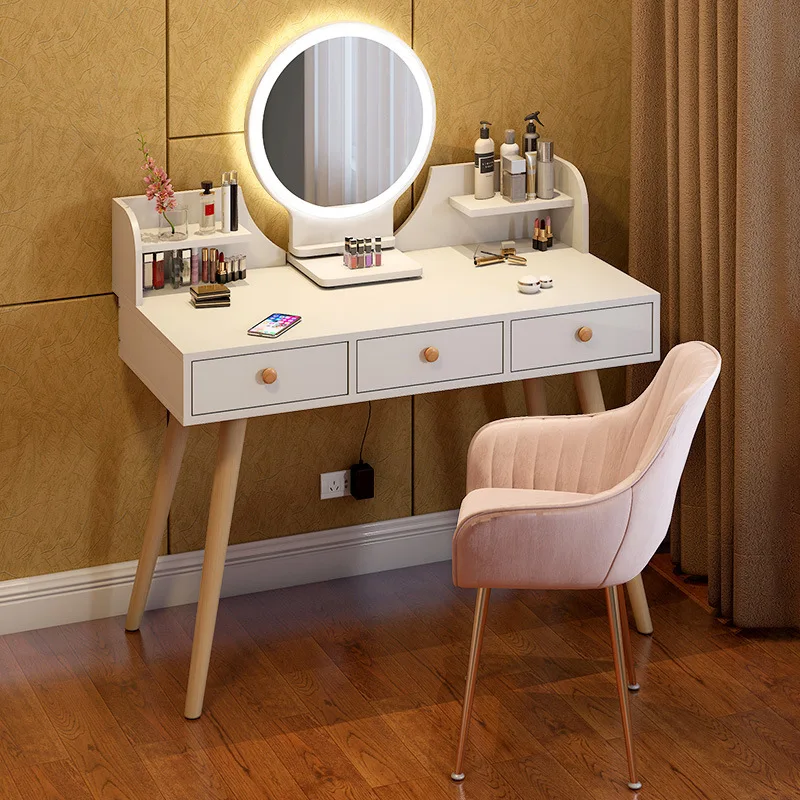 Bedroom Dressing Table Master Makeup Table Vanity Mirror Desk Nordic Makeup Vanity Table with Mirror Set Modern 100cm
Bedroom Dressing Table Master Makeup Table Vanity Mirror Desk Nordic Makeup Vanity Table with Mirror Set Modern 100cm