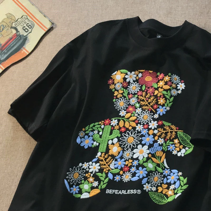 National Style Print Embroidery Flower Bear Short-Sleeved T-Shirt Female Summer Loose Korean Version Of Harajuku Casual Oversize
National Style Print Embroidery Flower Bear Short-Sleeved T-Shirt Female Summer Loose Korean Version Of Harajuku Casual Oversize