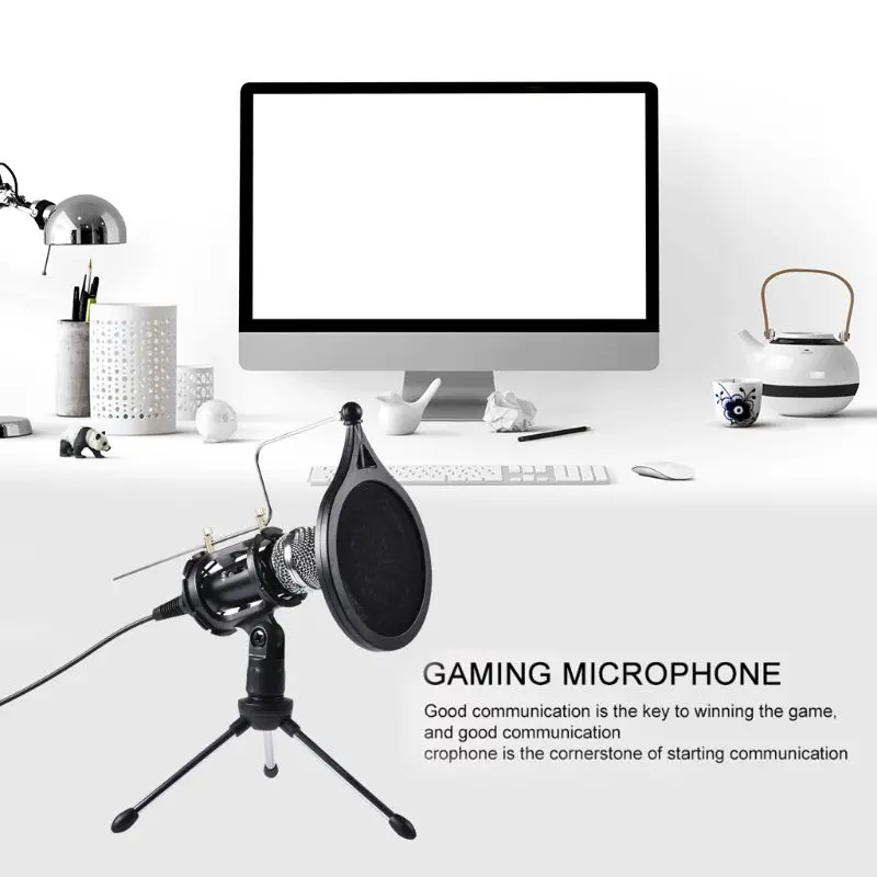 1Set USB Computer Microphone Phone Condenser Mic with Acoustic Filter Stand Holder for Broadcast Online Chatting | Электроника