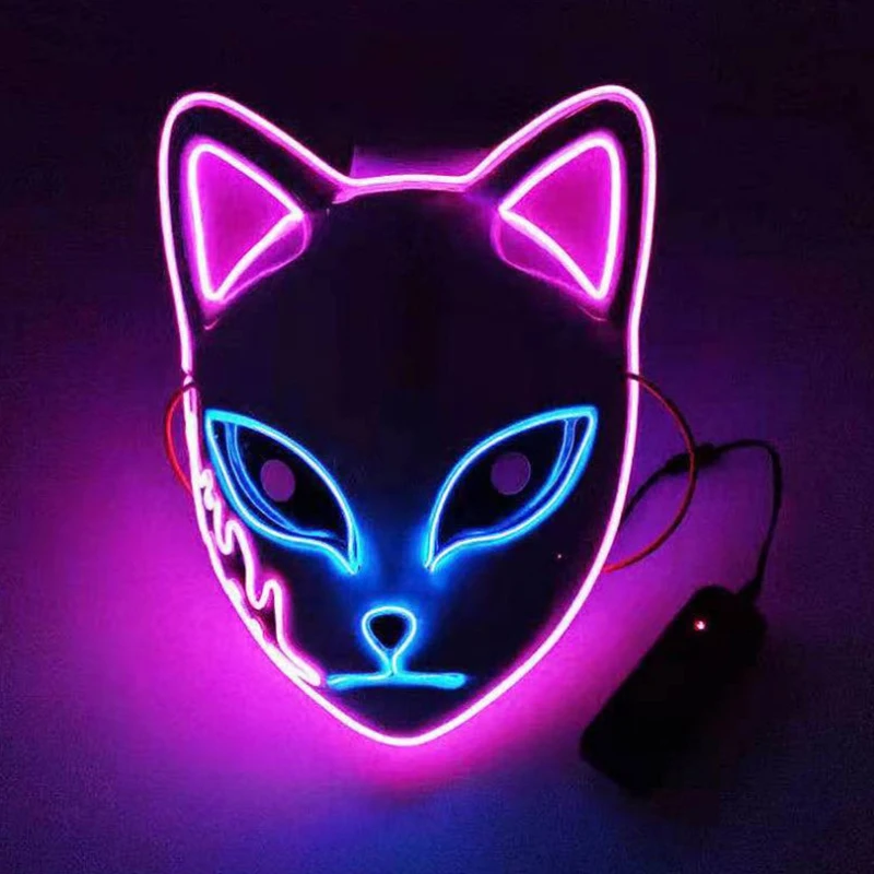 LED Mask Anime Demon Slayer Mascaras Sabito Kamado Makomo Cosplay Cute Masks Halloween Party Costume Props Light For Adult | Дом и сад