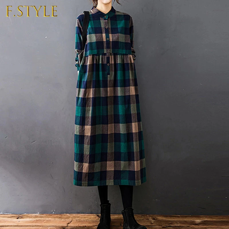 New Autumn Winter Women Dress Vintage Plaid Casual Loose Fashion Cotton Linen Long Sleeve Elegant Ladies Dresses Clothing
New Autumn Winter Women Dress Vintage Plaid Casual Loose Fashion Cotton Linen Long Sleeve Elegant Ladies Dresses Clothing