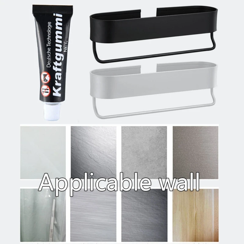 

30/40/50/60cm Bathroom Wall-mounted Punch-free Storage Shelf Towel Holder Kitchen Cleaning Rag Rack Hotel Accessories