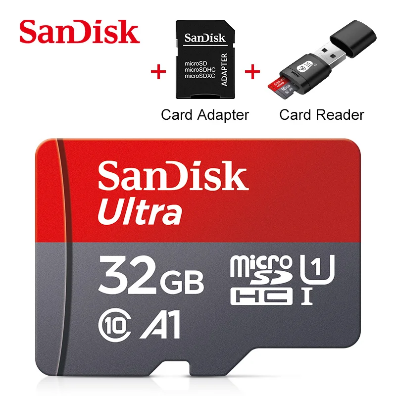 

SanDisk Ultra 16gb 32gb memory card 64gb 128gb 256gb A1 SDHC/SDXC 98mb/s UHS-I Class10 flash TF/SD U1 micro SD Card + Adapter