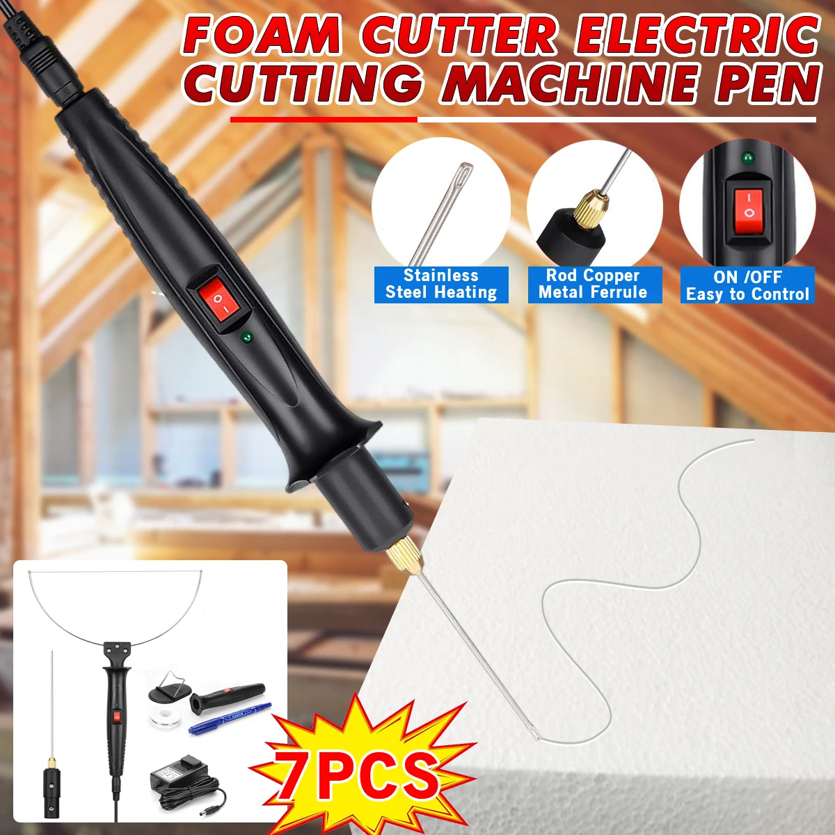 Foam Cutter Pen Electric cutting pen Die-Cut Machines Stainless Steel Portable Styrofoam cutting tool set Heating Wire 18W
Foam Cutter Pen Electric cutting pen Die-Cut Machines Stainless Steel Portable Styrofoam cutting tool set Heating Wire 18W