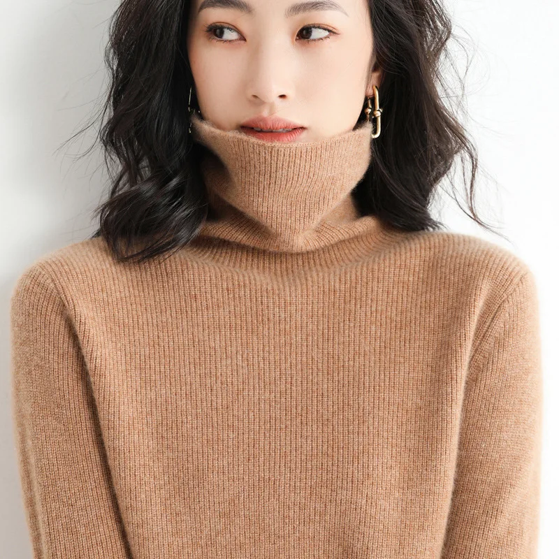 Autumn winter new pile turtleneck woolen sweater women's pullover sweater Slim long-sleeved non-cashmere knitted Pullovers top 
Autumn winter new pile turtleneck woolen sweater women's pullover sweater Slim long-sleeved non-cashmere knitted Pullovers top