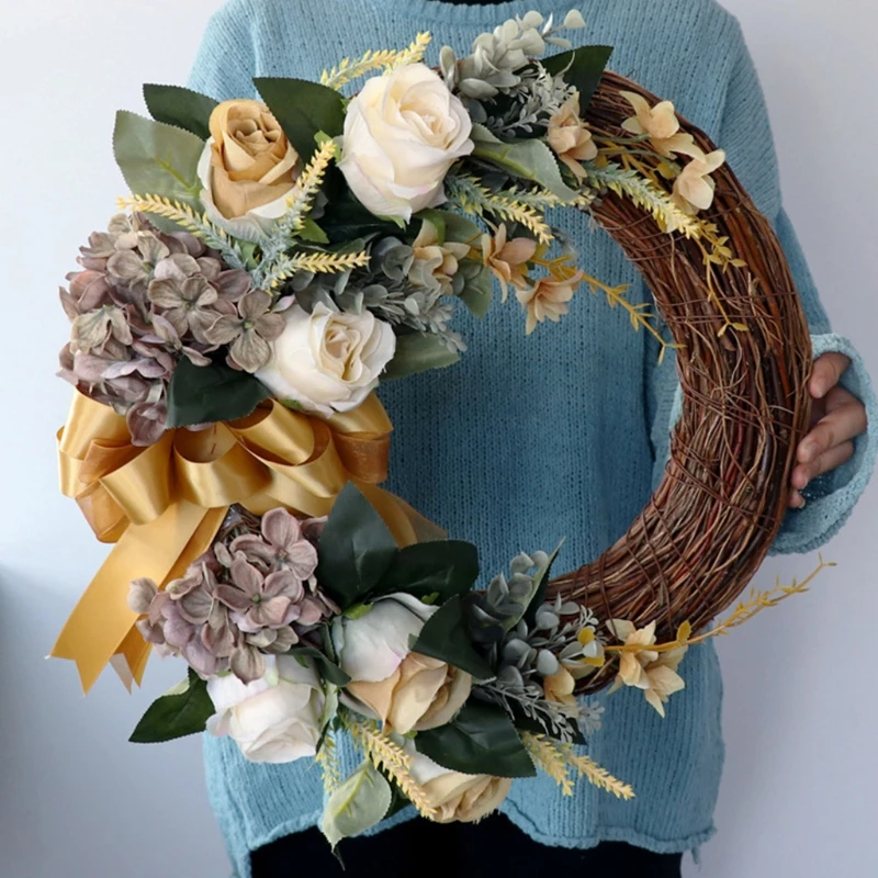 Artificial Rose With Bowknot Spring Flower Wreath Decoration Wedding Front Door
Artificial Rose With Bowknot Spring Flower Wreath Decoration Wedding Front Door