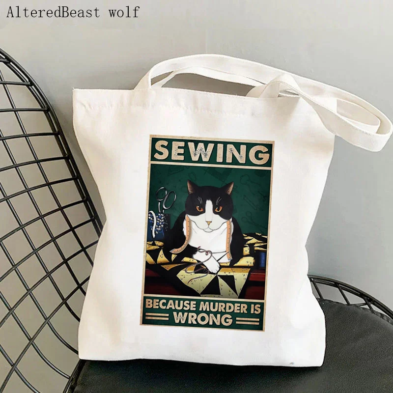 Women Shopper bag black cat Sewing because murder is wrong Bag Harajuku Shopping Bag girl handbag Tote Shoulder Lady Bag
Women Shopper bag black cat Sewing because murder is wrong Bag Harajuku Shopping Bag girl handbag Tote Shoulder Lady Bag