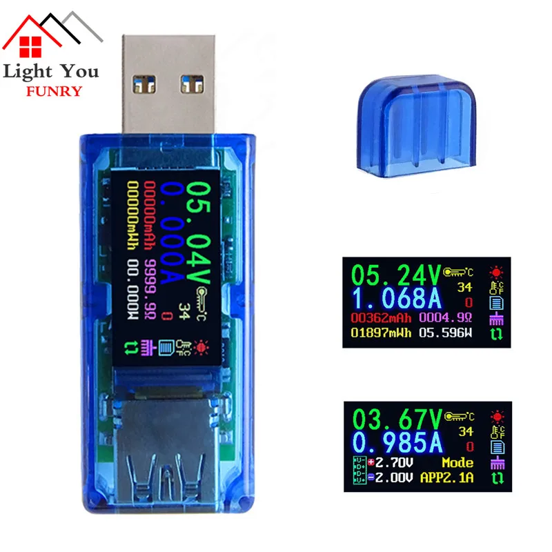 USB 3.0 Color LCD USB Tester Multimeter Battery Charge Power Bank Voltmeter Ammeter Voltage Current Meter
USB 3.0 Color LCD USB Tester Multimeter Battery Charge Power Bank Voltmeter Ammeter Voltage Current Meter