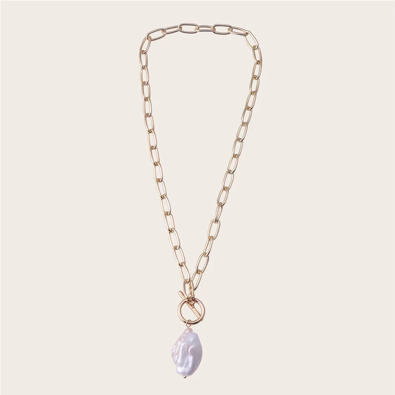 MINAR Irregular Shell Simulation Pearls Pendant Necklace Chunky Cuban Chain Long Sweater Charm Necklaces for Women Ladies
MINAR Irregular Shell Simulation Pearls Pendant Necklace Chunky Cuban Chain Long Sweater Charm Necklaces for Women Ladies