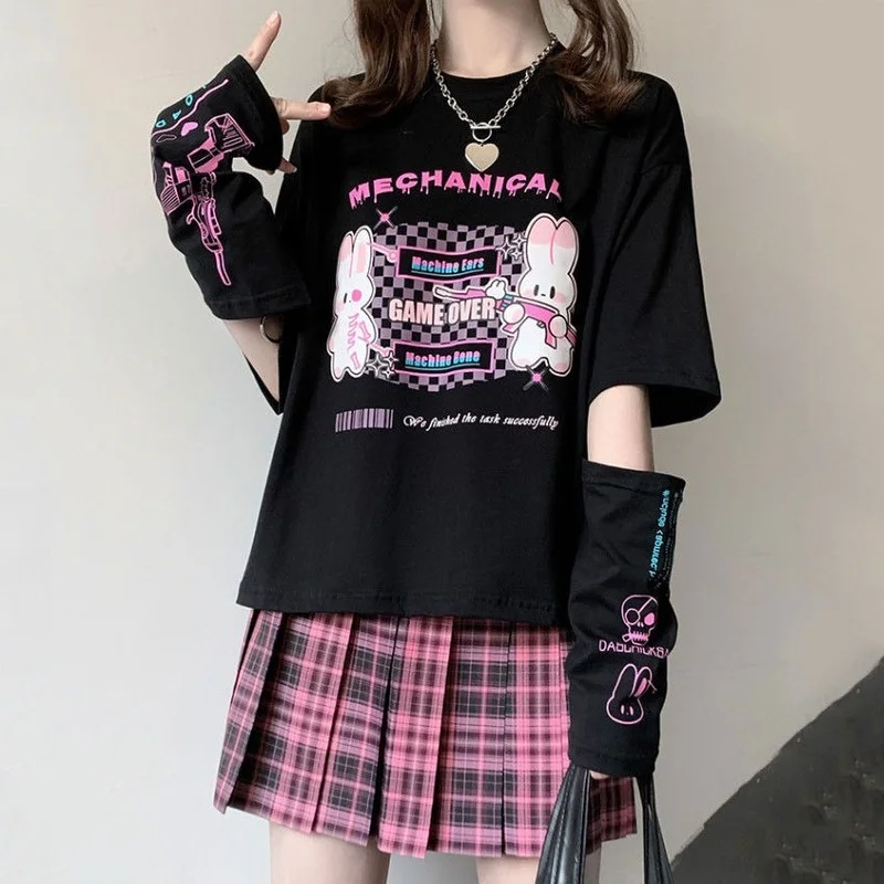 Emo Japanese Summer Kawaii Streetwear E Girl Cartoon With Arm Cover Alt Graphic Harajuku Black Tops For Women T Shirt Clothes
Emo Japanese Summer Kawaii Streetwear E Girl Cartoon With Arm Cover Alt Graphic Harajuku Black Tops For Women T Shirt Clothes