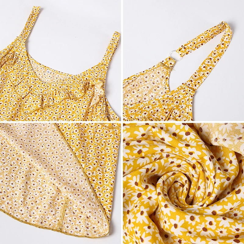 Summer Sexy Women's Floral A-line Spaghetti Strap Dress Nice Pop Temperament Ruffles V-neck High Waist Mid-calf Ladies Dress
Summer Sexy Women's Floral A-line Spaghetti Strap Dress Nice Pop Temperament Ruffles V-neck High Waist Mid-calf Ladies Dress