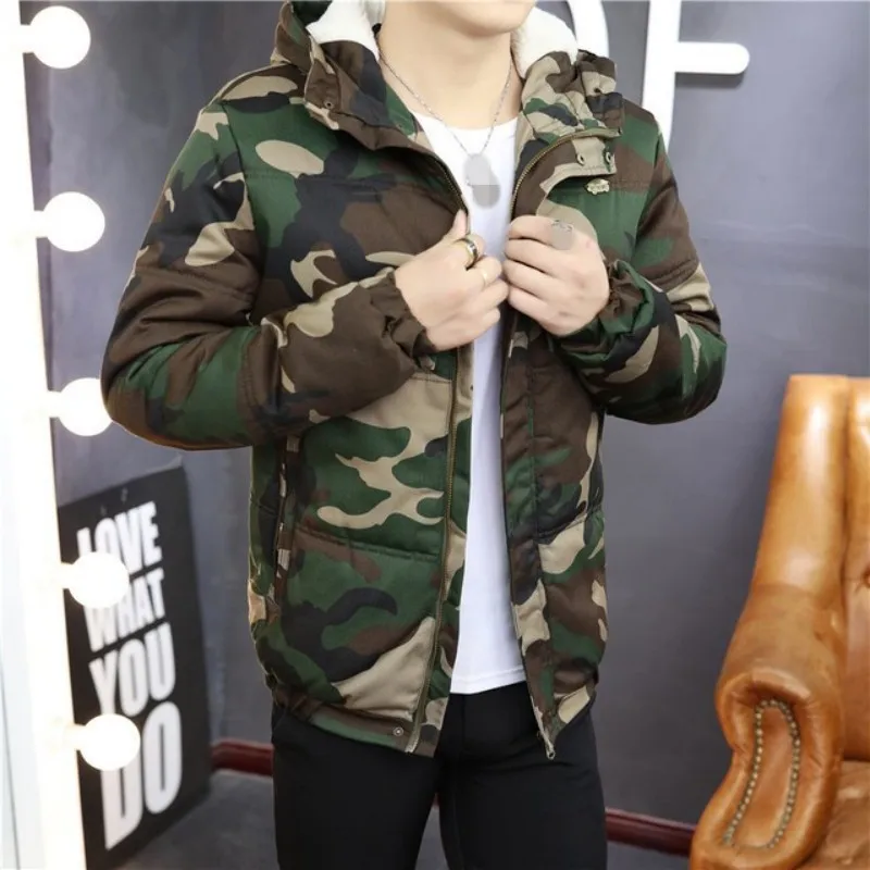 Men Camouflage Parkas Hooded Zipper Slim-Fit Cotton Jacket Lambswool Thickening Long-Sleeve Male Warm Coat Winter Streetwear
Men Camouflage Parkas Hooded Zipper Slim-Fit Cotton Jacket Lambswool Thickening Long-Sleeve Male Warm Coat Winter Streetwear