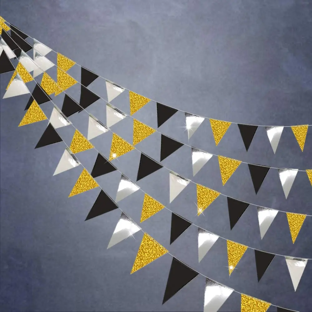 Glitter Black Silver Gold Graduation Paper Triangle Flag Banner Garlands Adult Birthday New Year Party Hanging Pennants Supplies
Glitter Black Silver Gold Graduation Paper Triangle Flag Banner Garlands Adult Birthday New Year Party Hanging Pennants Supplies