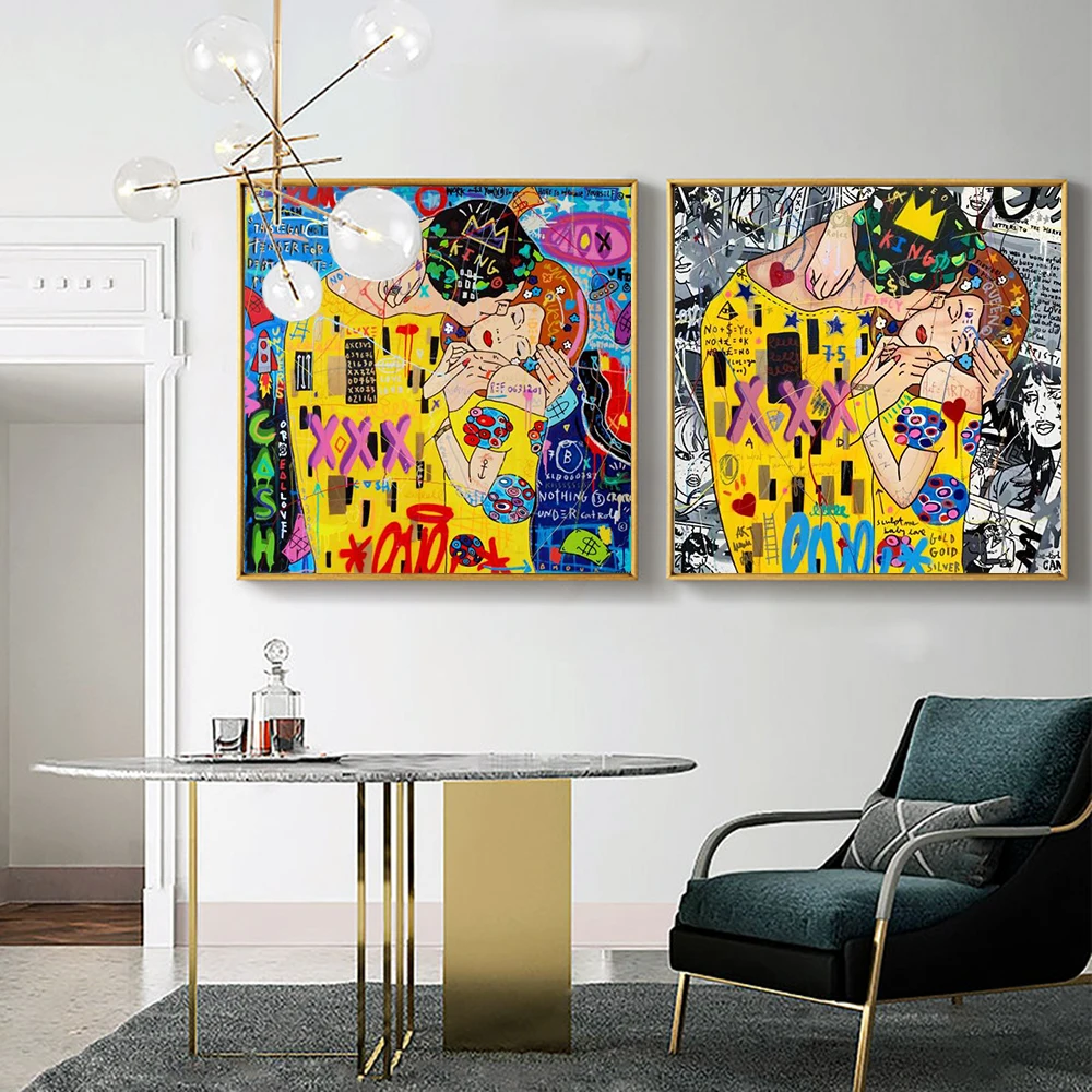 Famous Paintings Graffiti Art the Prince Kisses Princess Canvas Painting Wall Posters and Prints Picture for Room Home Decor
Famous Paintings Graffiti Art the Prince Kisses Princess Canvas Painting Wall Posters and Prints Picture for Room Home Decor
