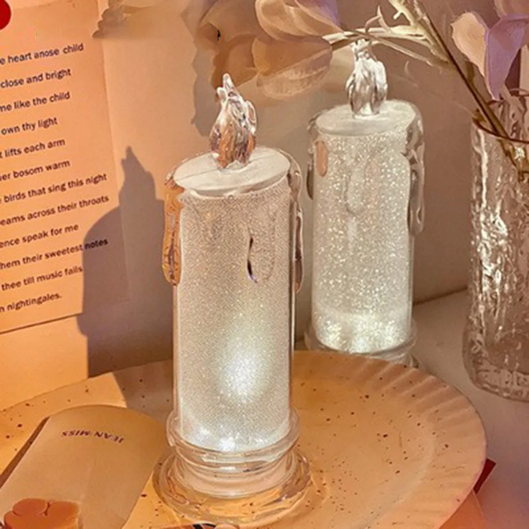 1Pc LED Glowing Candle Flickering Light Flameles Romantic Crystal Candles Christmas Event Party Wedding Festival Home Decor
1Pc LED Glowing Candle Flickering Light Flameles Romantic Crystal Candles Christmas Event Party Wedding Festival Home Decor