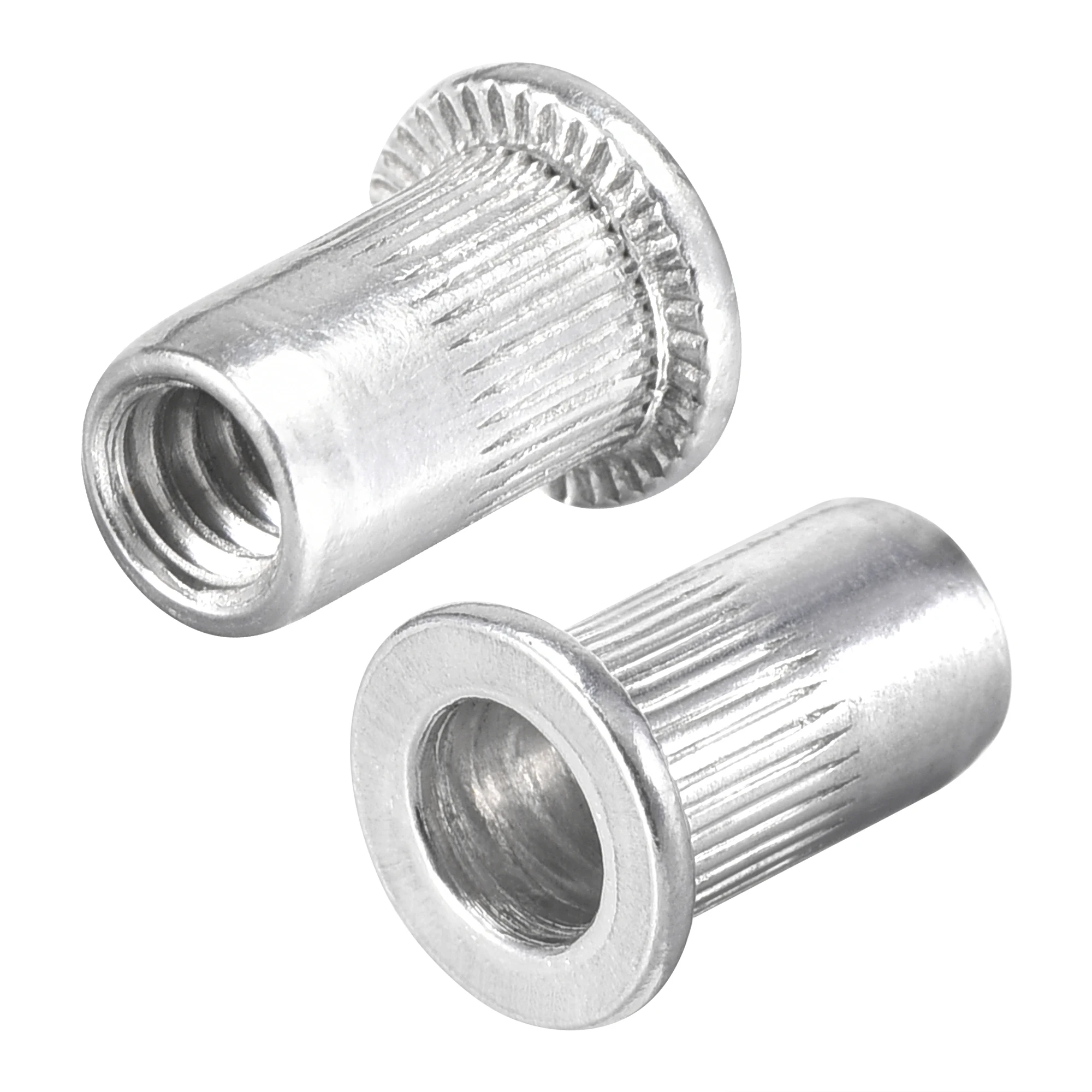 Uxcell #6-32 Rivet Nuts Aluminium Alloy Knurled Flat Head Threaded Insert Nut Silver 100pcs
Uxcell #6-32 Rivet Nuts Aluminium Alloy Knurled Flat Head Threaded Insert Nut Silver 100pcs