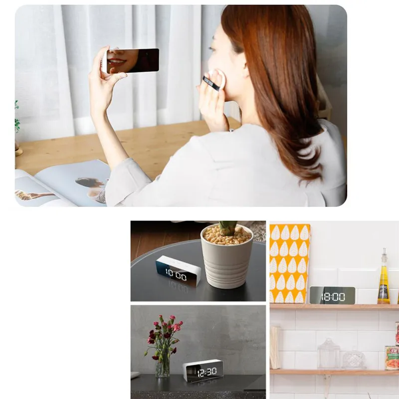 LED Mirror Alarm Clock Digital Snooze Table Clock Wake Up Light Electronic Large Time Temperature Display Home Decoration Clock
LED Mirror Alarm Clock Digital Snooze Table Clock Wake Up Light Electronic Large Time Temperature Display Home Decoration Clock