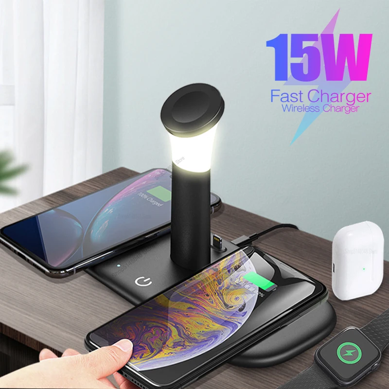 Светодиодная подсветка 5 в 1 Беспроводное зарядное устройство Holder15W настольная подставка для быстрой зарядки для Apple Airpods Watch 6 5 4 для iPhone 12 Pro ...
Светодиодная подсветка 5 в 1 Беспроводное зарядное устройство Holder15W настольная подставка для быстрой зарядки для Apple Airpods Watch 6 5 4 для iPhone 12 Pro ...