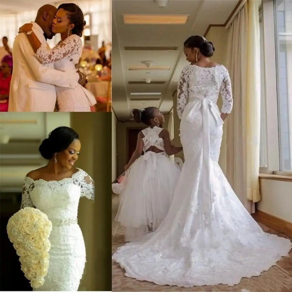 Mermaid Long Sleeves Lace Wedding Dresses Sash Plus Size Nigerian Arabic African Bridal Gowns Robe de soriee
Mermaid Long Sleeves Lace Wedding Dresses Sash Plus Size Nigerian Arabic African Bridal Gowns Robe de soriee