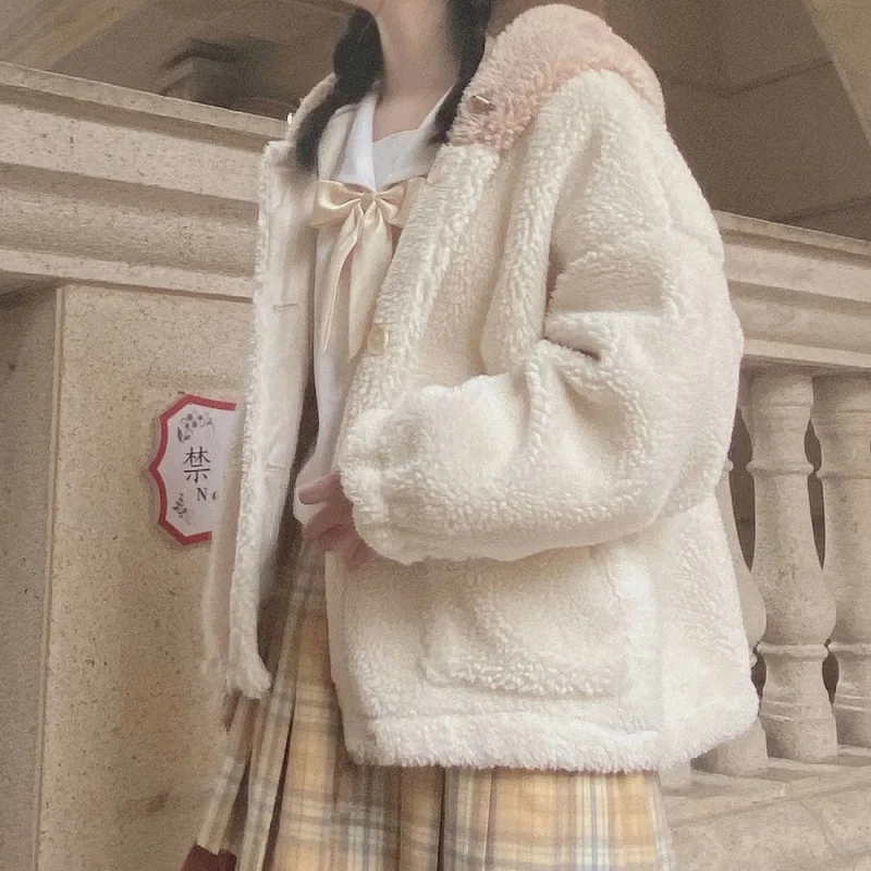 Female coat winter lamb wool coat women's Japanese color matching thick cardigan sweater women's cotton clothes Oversized hoodie
Female coat winter lamb wool coat women's Japanese color matching thick cardigan sweater women's cotton clothes Oversized hoodie