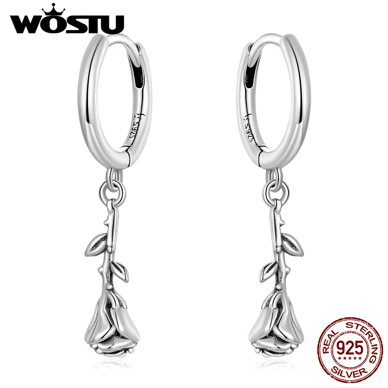 WOSTU Genuine 925 Sterling Silver 3 Dimensional Rose Drop Earrings Women Girls Flowers Hoop Earrings Fine Jewelry Gift Making
WOSTU Genuine 925 Sterling Silver 3 Dimensional Rose Drop Earrings Women Girls Flowers Hoop Earrings Fine Jewelry Gift Making