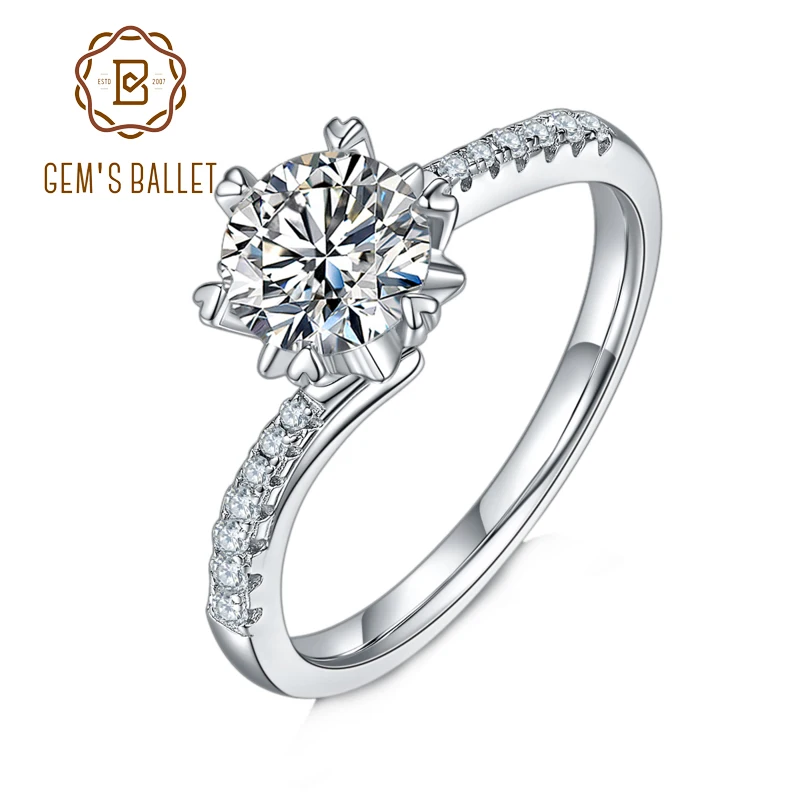 GEM'S BALLET 925 Silver 585 14K 10K 18K Gold 1Ct VVS1 Moissanite Engagement Rings Snowflake Ring For Women Wedding Jewelry
GEM'S BALLET 925 Silver 585 14K 10K 18K Gold 1Ct VVS1 Moissanite Engagement Rings Snowflake Ring For Women Wedding Jewelry