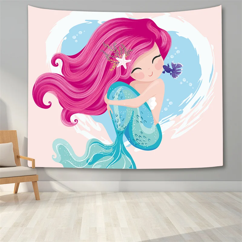 FFO Pink Mermaid Tapestry Print Cute Wall Hanging for Home Decor Baby Girl Bedroom Carpet
FFO Pink Mermaid Tapestry Print Cute Wall Hanging for Home Decor Baby Girl Bedroom Carpet