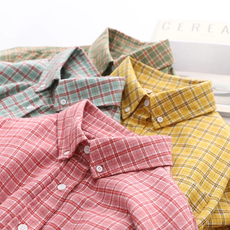 Brand Korean Elegant Top Button Lapel Blouses Office Cotton Tops Women Plaid Shirts Simple Long-Sleeve Shirts Base Slim Blusas
Brand Korean Elegant Top Button Lapel Blouses Office Cotton Tops Women Plaid Shirts Simple Long-Sleeve Shirts Base Slim Blusas