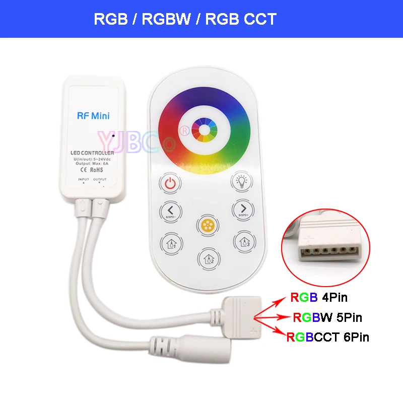 

Ultrathin RF LED Strip Controller Full Touch Remote DC5-24V 144W 3528 5050 single color RGB RGBW RGB CCT LED Light Strip dimmer