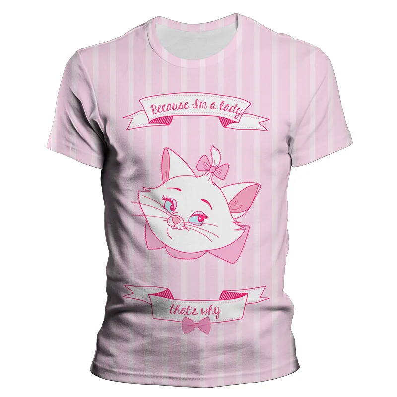 Новая крутая модная футболка Disney женская с принтом кота Мари летние футболки