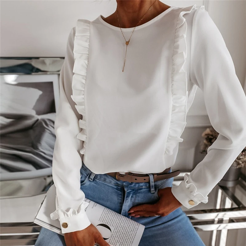 2021 Shirt Women Ruffles Fly Sleeve Back Buttons Up Blouse Outwear Long Sleeve Loose Top Long Sleeve Shirt Blouses Women Casual
2021 Shirt Women Ruffles Fly Sleeve Back Buttons Up Blouse Outwear Long Sleeve Loose Top Long Sleeve Shirt Blouses Women Casual