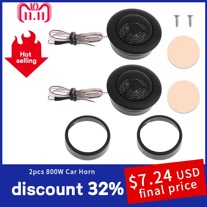 2pcs 800W Car Horn Dome Tweeter T120 Universal Audio Loudspeaker Car Stereo Treble clear sound Speaker for Cars Vehicles Audio
2pcs 800W Car Horn Dome Tweeter T120 Universal Audio Loudspeaker Car Stereo Treble clear sound Speaker for Cars Vehicles Audio
