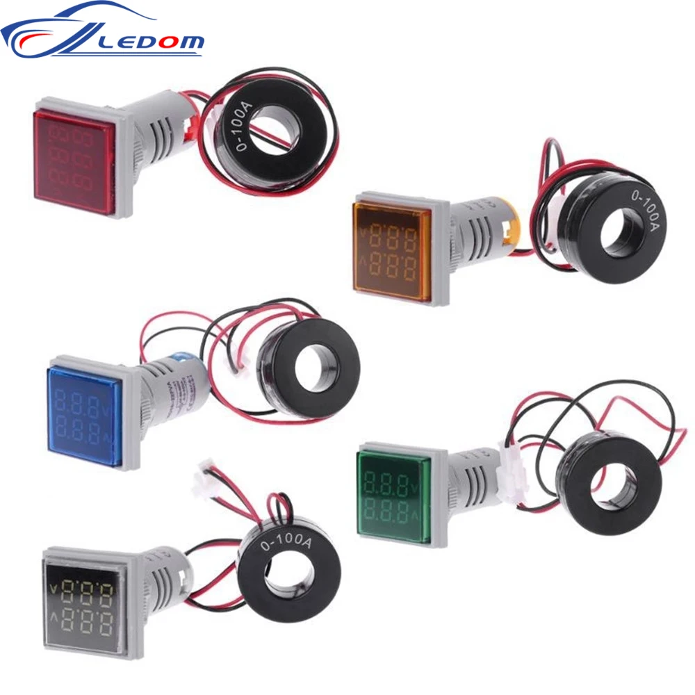 Digital Dual Voltmeter Ammeter 22MM Square LED Signal Lights Voltage Ampere Current Meter Indicator Tester Measuring AC 60-500V
Digital Dual Voltmeter Ammeter 22MM Square LED Signal Lights Voltage Ampere Current Meter Indicator Tester Measuring AC 60-500V