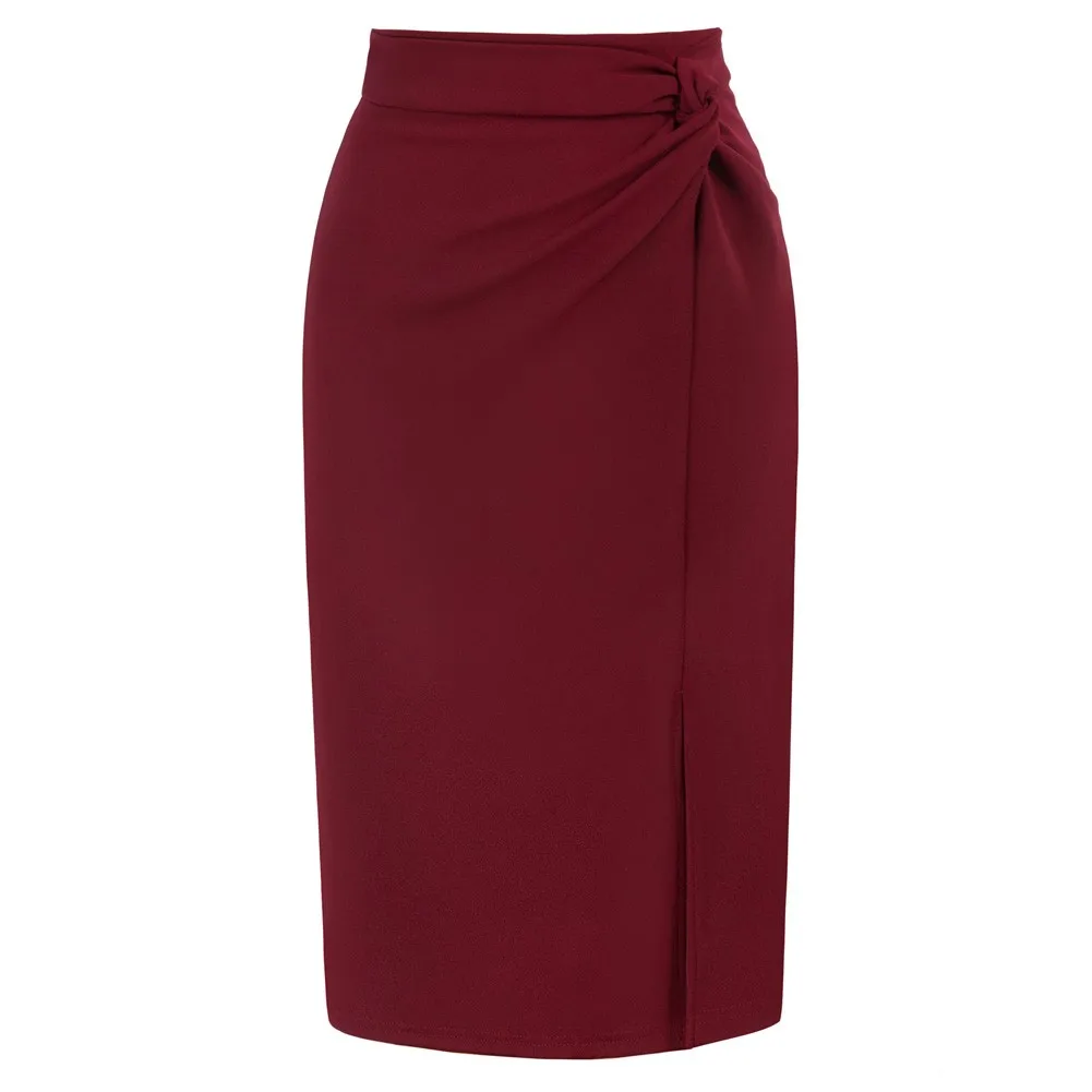 Women Skirt Front Slit Straight Skirt High Waist Solid Color Elegant Office Lady Work Retro Pencil Sheath Knotted Front Skirts
Women Skirt Front Slit Straight Skirt High Waist Solid Color Elegant Office Lady Work Retro Pencil Sheath Knotted Front Skirts