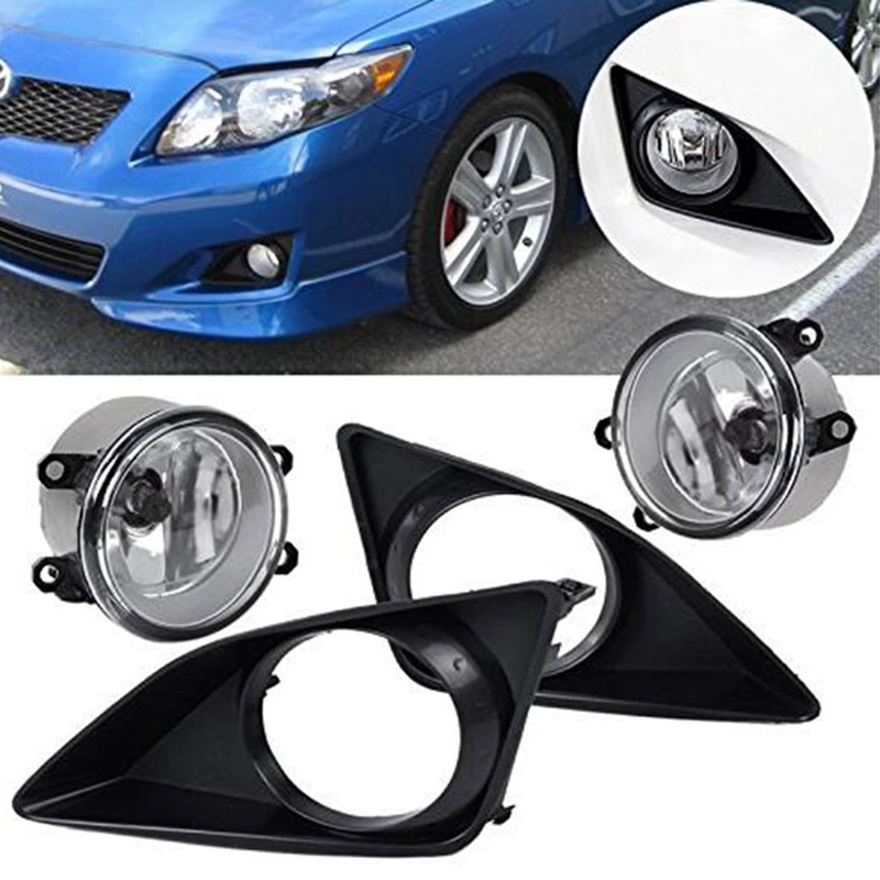 

Front Right/Left Fog Light Lamp + Grille Cover Bezel Driving Fog Lights-Switch -Wiring Kit for Toyota Corolla 2009 2010